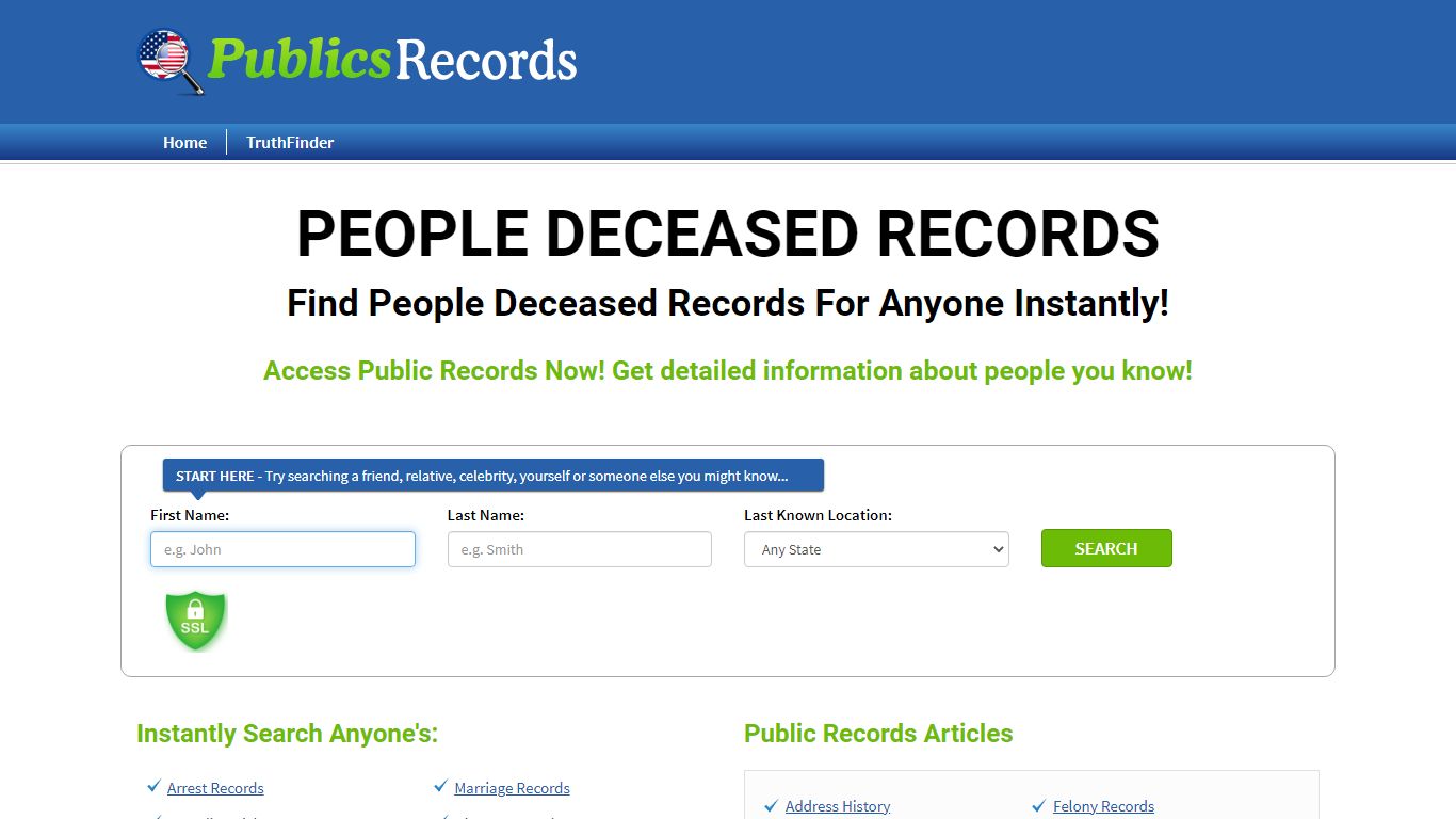 Find People Deceased Records For Anyone